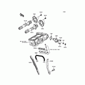 Схема вузла: Розподільний вал & Ланцюг ГРМ & Натягувач для Kawasaki EX300 Ninja 300 ABS