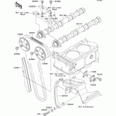 Схема узла: Распредвал & Цепь ГРМ & Натяжитель для Kawasaki ZR1200 ZRX1200