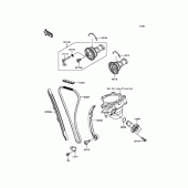 Схема вузла: Розподільний вал & Ланцюг ГРМ & Натягувач для Kawasaki KX250/ KX252 KX250F