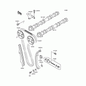 Схема вузла: Розподільний вал & Ланцюг ГРМ & Натягувач для Kawasaki ZR1100 ZRX1100-II