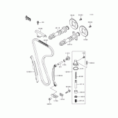 Схема узла: Распредвал & Цепь ГРМ & Натяжитель для Kawasaki EX250 Ninja 250
