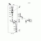 Схема вузла: Задній гальмівний циліндр для Kawasaki KMX125