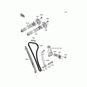 Схема узла: Распредвал & Цепь ГРМ & Натяжитель для Kawasaki KLE650 Versys 650