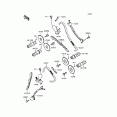 Схема вузла: Розподільний вал & Ланцюг ГРМ & Натягувач для Kawasaki VN250 Eliminator 250V