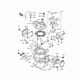 Схема вузла: Головка циліндра/циліндр для Kawasaki KX100