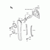 Схема вузла: Розподільний вал & Ланцюг ГРМ & Натягувач для Kawasaki BJ250 250TR