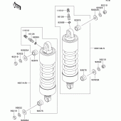 Схема узла: Подвеска/амортизатор для Kawasaki VN1500 VN1500 Classic Tourer Fi