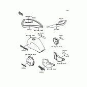 Схема вузла: Наклейки (Ебоні; ZR750-D1) для Kawasaki ZR750 Zephyr