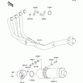 Схема узла: Выхлопная система (s) для Kawasaki ZX750 ZXR750