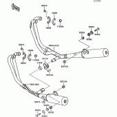 Схема узла: Выхлопная система (s) для Kawasaki ZX1000 ZX-10