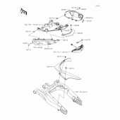Схема узла: Задние боковые обтекатели & Защита цепи для Kawasaki EX400 Ninja 400R