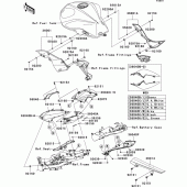 Схема вузла: Задні бічні обтічники & Захист ланцюга для Kawasaki ZR750 Z750 ABS