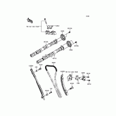 Схема вузла: Розподільний вал & Ланцюг ГРМ & Натягувач для Kawasaki ZX1000 Ninja H2R