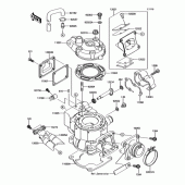 Схема вузла: Головка блоку циліндрів/циліндр для Kawasaki KX100