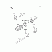 Схема узла: Копирный вал & Вилки для Kawasaki KX125