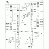 Схема вузла: Вилка передньої осі для Kawasaki VN1500 VN1500 Mean Streak
