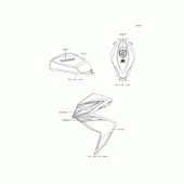 Схема вузла: Наклейки (білий; CEF) для Kawasaki ER250 Z250