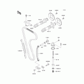 Схема вузла: Розподільний вал & Ланцюг ГРМ & Натягувач для Kawasaki EL250 Eliminator 250