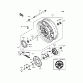 Схема вузла: Ступиця заднього колеса для Kawasaki EN650 Vulcan S ABS