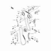 Схема узла: Распредвал & Цепь ГРМ & Натяжитель для Kawasaki KLX650 KLX650 Motard