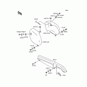 Схема узла: Задние боковые обтекатели & Защита цепи для Kawasaki BJ250 Estrella