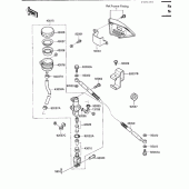 Схема узла: Задний тормозной цилиндр для Kawasaki KL650 KLR650