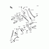 Схема вузла: Розподільний вал & Ланцюг ГРМ & Натягувач для Kawasaki VN250 Eliminator 250V