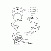 Схема вузла: Наклейки (Ebony; ZX750-P5) для Kawasaki ZX750 Ninja ZX-7R