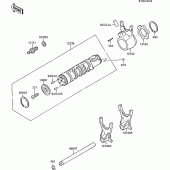 Схема вузла: Gear change drum/shift fork(s) для Kawasaki ZX600 GPX600R