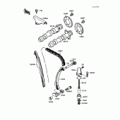 Схема вузла: Розподільник & Ланцюг ГРМ & Натягувач для Kawasaki EX250 Ninja 250