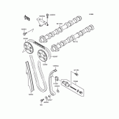 Схема узла: Распредвал & Цепь ГРМ & Натяжитель для Kawasaki ZX1100 GPZ1100