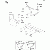 Схема вузла: Задні бічні обтічники & Захист ланцюга для Kawasaki ZR1100 ZRX1100-II