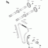 Схема вузла: Розподільний вал & Ланцюг ГРМ & Натягувач для Kawasaki ZR1100 Zephyr 1100