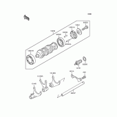 Схема узла: Копирный вал & Вилки для Kawasaki ZR250 Balius-II
