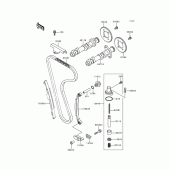 Схема узла: Распредвал & Цепь ГРМ & Натяжитель для Kawasaki EX250 Ninja 250