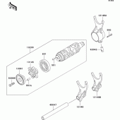 Схема вузла: Gear change drum/shift fork(s) для Kawasaki VN1500 VN1500 Mean Streak