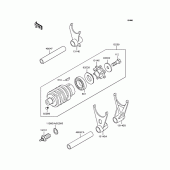 Схема узла: Копирный вал & Вилки для Kawasaki ZX400 ZZR400