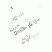 Схема вузла: Копірний вал & Вилки для Kawasaki BJ250 Estrella Custom