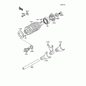 Схема вузла: Gear change drum/shift fork(s) для Kawasaki KMX125