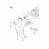 Схема узла: Распредвал & Цепь ГРМ & Натяжитель для Kawasaki KLX125 KLX125