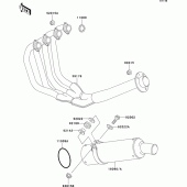 Схема узла: Выхлопная система (s) для Kawasaki ZX400 ZXR400