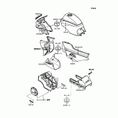 Схема вузла: Наклейки (Ebony/Red; ZX900-A8) для Kawasaki ZX900 GPZ900R