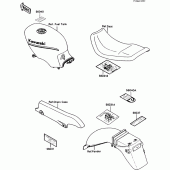 Схема вузла: Інформаційні наклейки для Kawasaki EX500 GPZ500