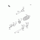 Схема узла: Копирный вал & Вилки для Kawasaki KLX250 KLX250