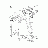 Схема вузла: Розподільний вал & Ланцюг ГРМ & Натягувач для Kawasaki KLX250 KLX250ES