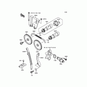 Схема вузла: Розподільний вал & Ланцюг ГРМ & Натягувач для Kawasaki KL650 KLR650