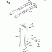 Схема узла: Распредвал & Цепь ГРМ & Натяжитель для Kawasaki ZR750 Z750R ABS