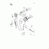 Схема вузла: Розподільний вал & Ланцюг ГРМ & Натягувач для Kawasaki KL650 KLR650