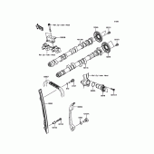 Схема вузла: Розподільник & Ланцюг ГРМ & Натягувач для Kawasaki KLZ1000 Versys 1000 LT