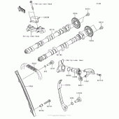 Схема вузла: Розподільний вал & Ланцюг ГРМ & Натягувач для Kawasaki ZX1000 Ninja 1000 ABS